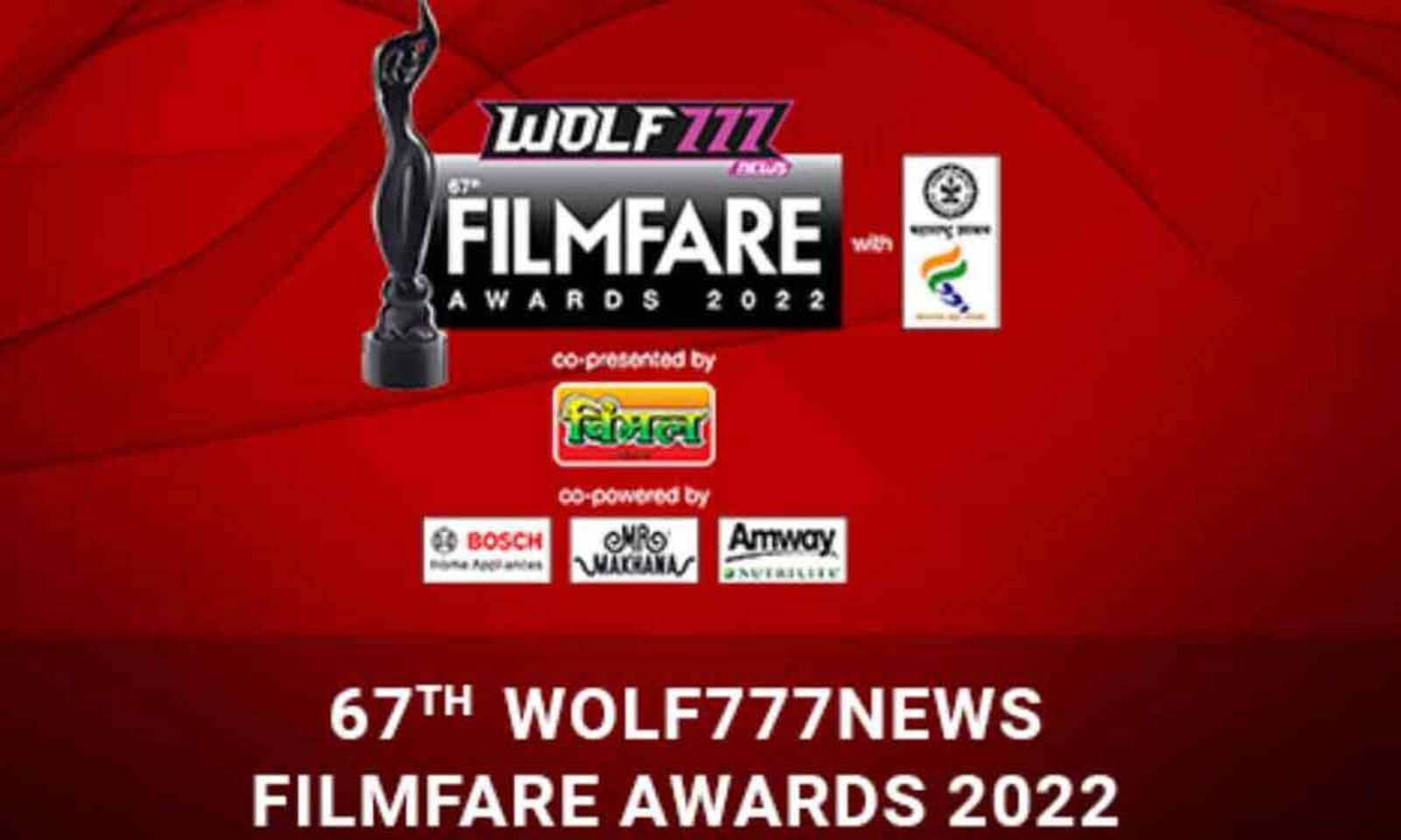 67th Wolf777News Filmfare Awards 2022: Check Out The Complete Winners List…