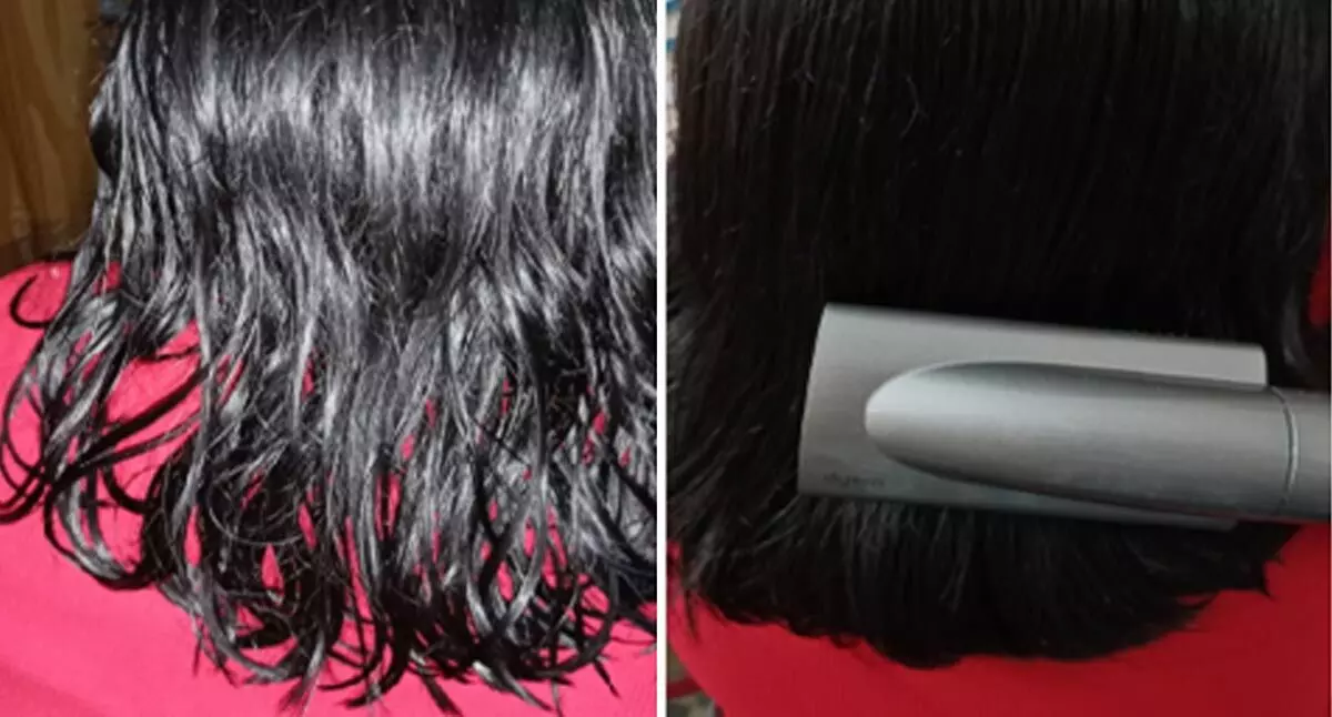 Before using Dyson Airwrap , After using Dyson Airwarp soft smoothing brush