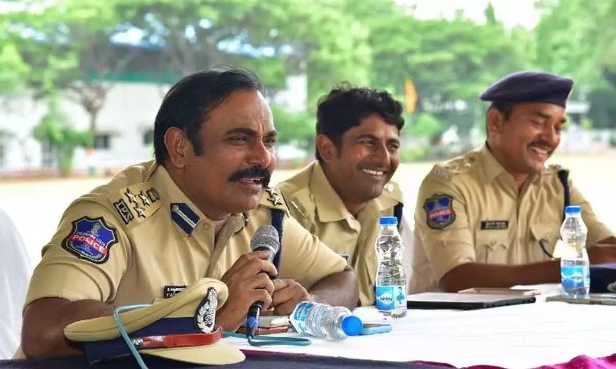 Commissioner of Police V Satyanarayana holding a meeting with the management of Ganesh Mandapams in Karimnagar on Friday