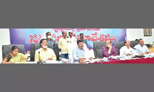 Krishna District Collector P Ranjith Basha conducting workshop with the officials of all departments at Machilipatnam on Friday