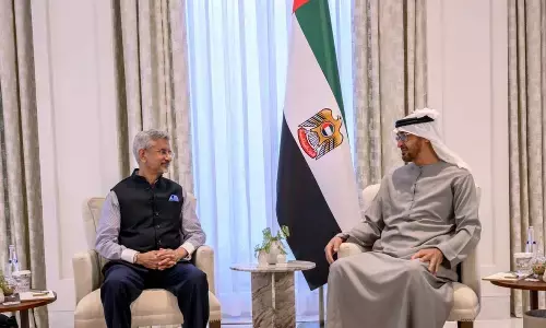 Indian External Affairs Minister S. Jaishankar and UAE President Sheikh Mohamed bin Zayed Al Nahyan