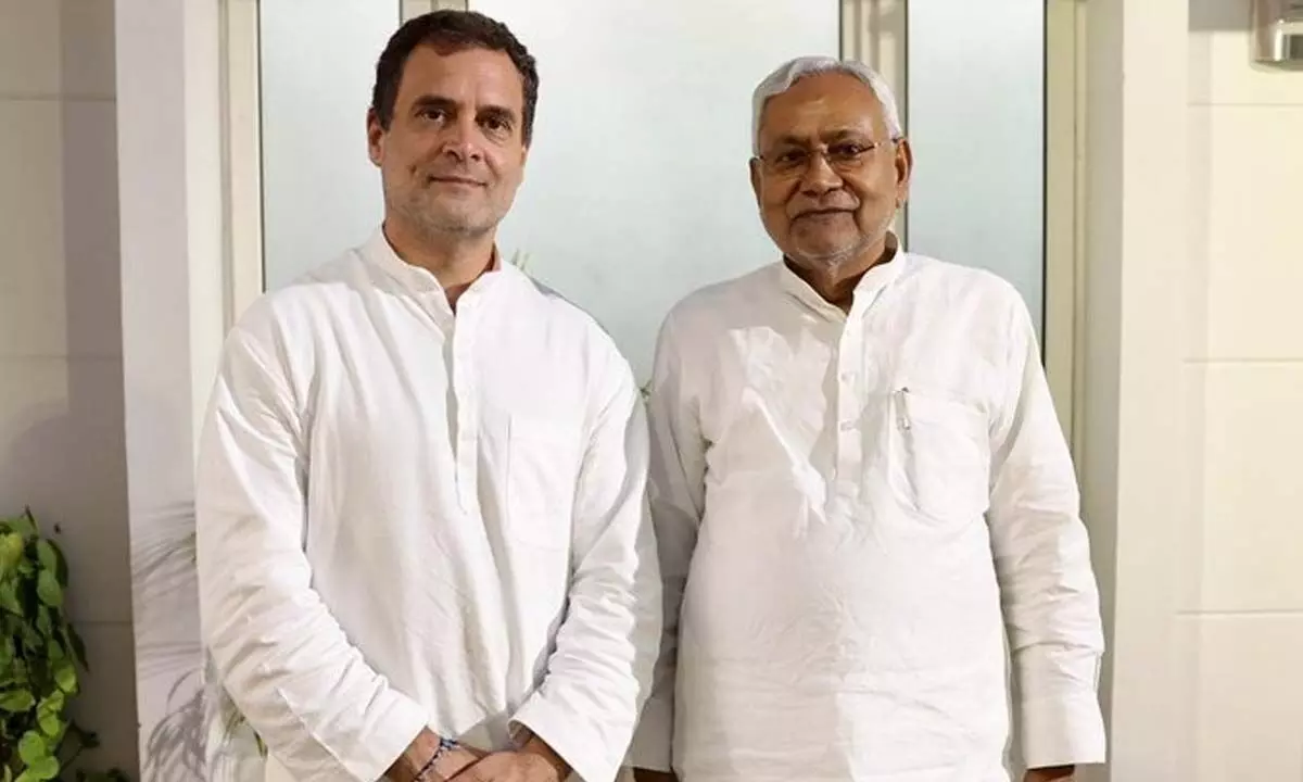 Congress leader Rahul Gandhi and Bihar Chief Minister Nitish Kumar