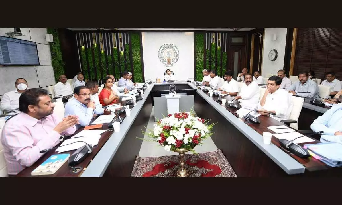 Chief Minister Y S Jagan Mohan Reddy holds State Investments Promotion Board meeting at his camp office in Tadepalli on Monday