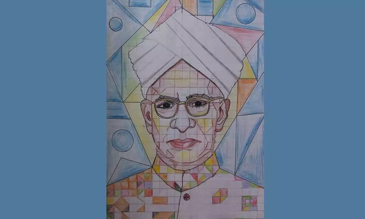 Tumuluri draws 3D portrait of Dr Sarvepalli