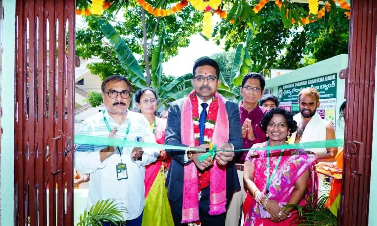 CGGB Chairman T Kameswara Rao inaugurating the bank building at Aravinda Nagar in Rajamahendravaram on Monday