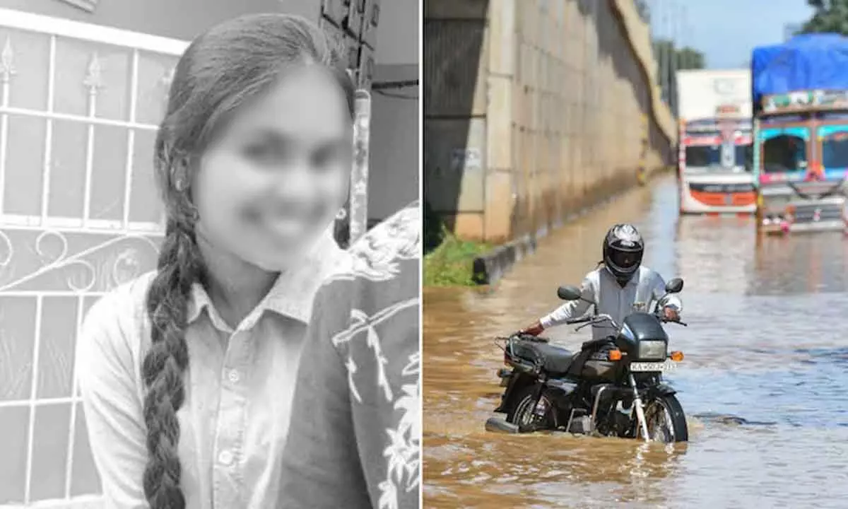 The deceased, identified as Akhila, accidentally came in contact with a live electric pole after slipping on a waterlogged road.