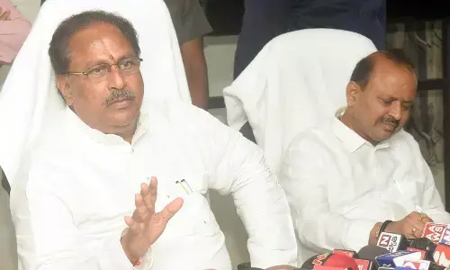 Endowments minister Kottu Satyanarayana addressing a press conference in Vijayawada on Tuesday