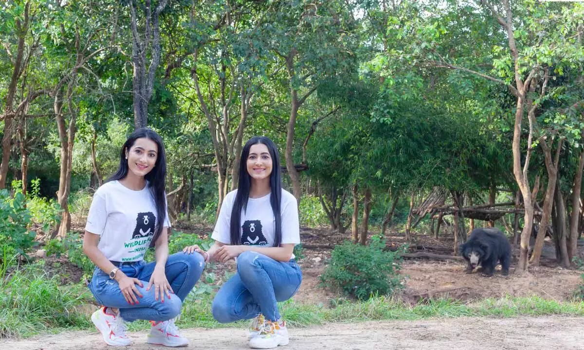 Actresses Advithi and Ashwith Shetty lend support to rescued sloth bear