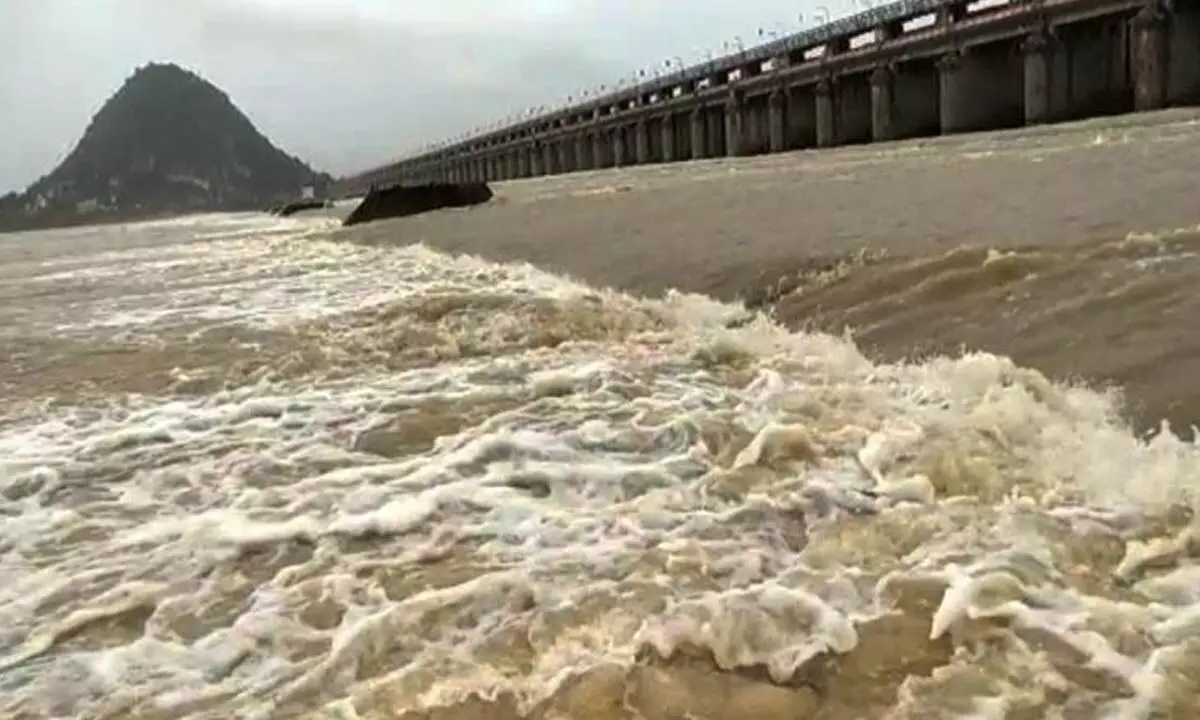 Srisailam and Prakasam Barrage gates as Krishna river overflows amid rains
