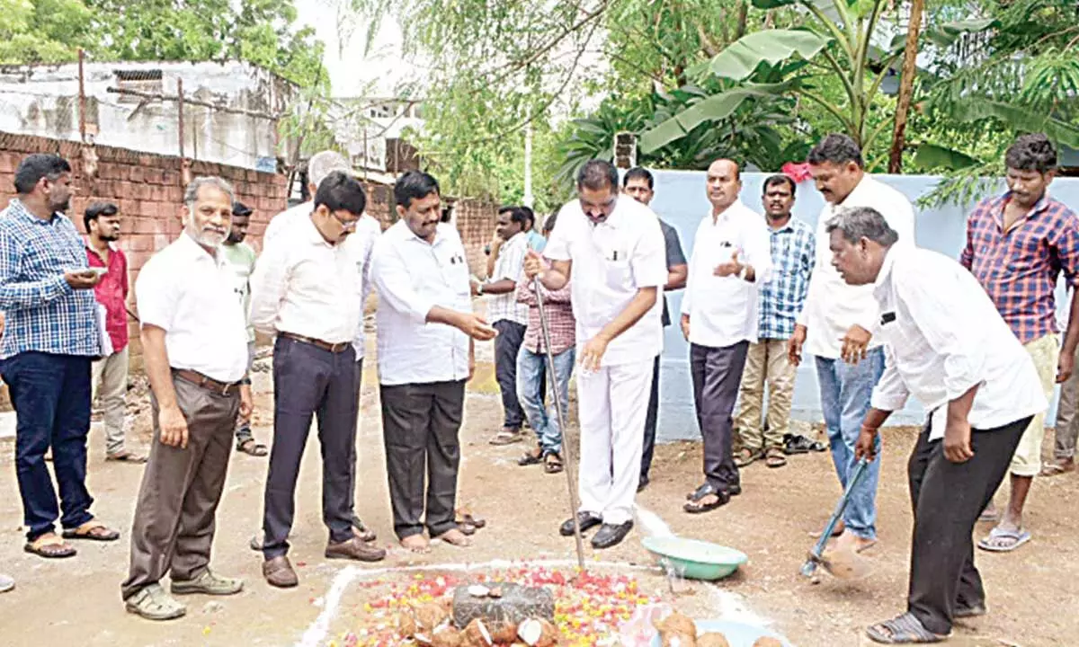 Mayor Y Sunil Rao performed Bhumi Puja for development works in Karimnagaer on Monday