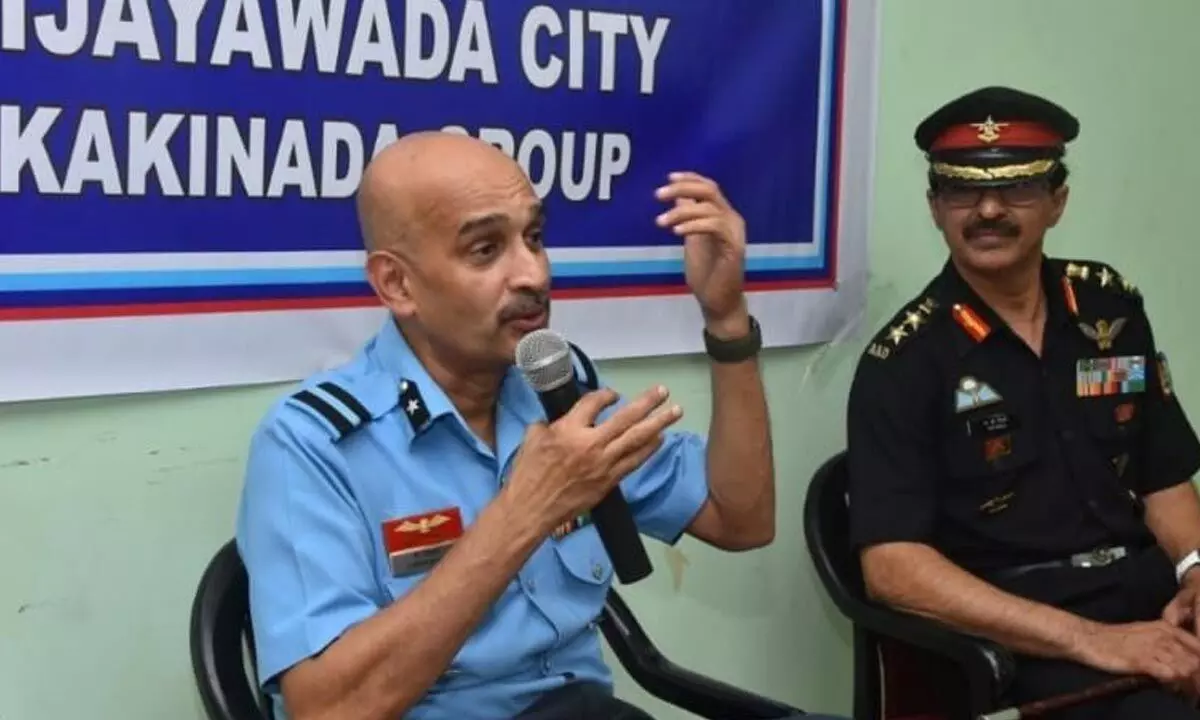 NCC Deputy Director General (AP &TS) P Maheswar speaking at a press meet in Vijayawada on Thursday