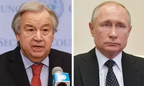 UN Secretary-General Antonio Guterres; Russian President Vladimir Putin