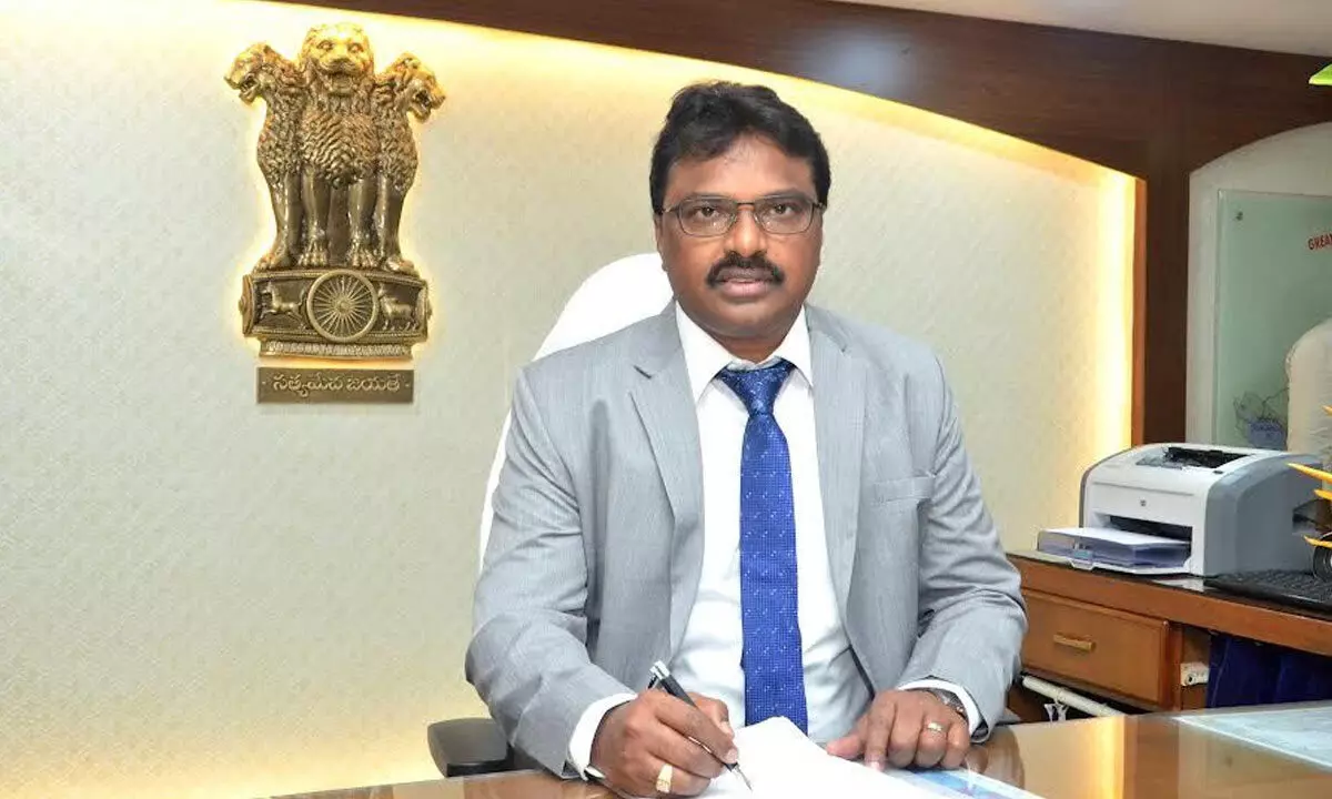P Raja Babu taking charge as the new Commissioner of GVMC in Visakhapatnam on Friday