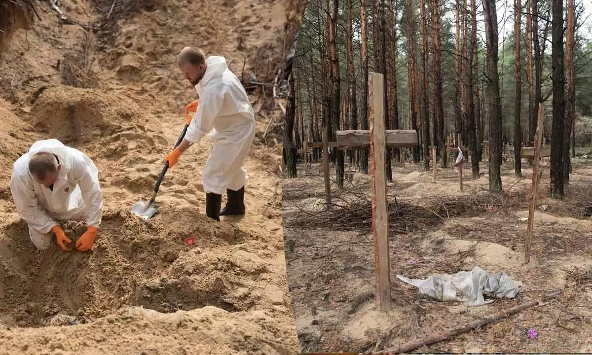Bodies exhumed from forest graves in Ukraines Izyum