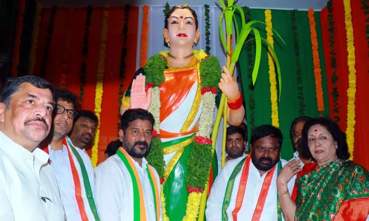 Revanth Reddy unveils Telangana Talli statue on Telangana Liberation Day
