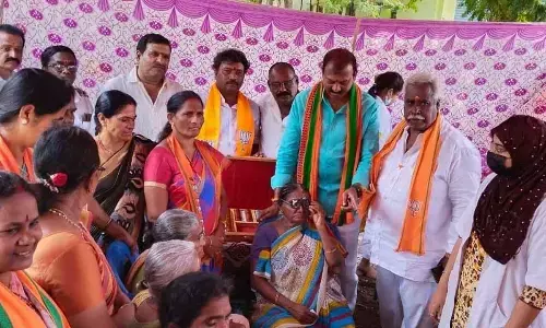 Free eye check-up camp organised by the BJP on the occasion of the birthday of Prime Minister Narendra Modi in Rajamahendravaram on Saturday