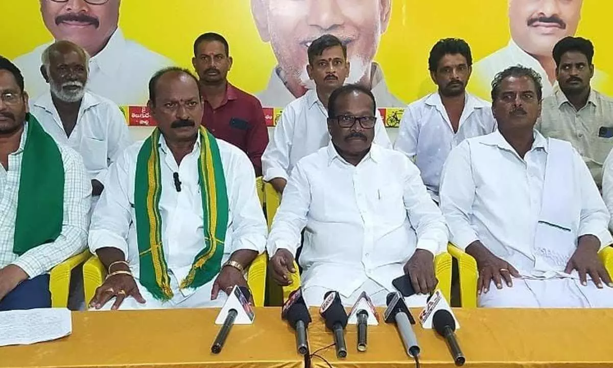 TDP leader Konakalla Narayana Rao addressing the media at party office in Machilipatnam on Sunday