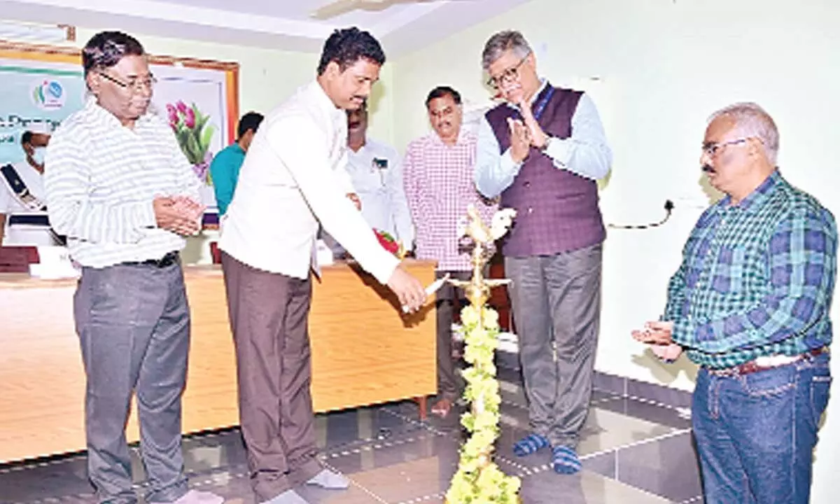 District Collector S Dilli Rao lighting the lamp at a programme in Vijayawada on Wednesday