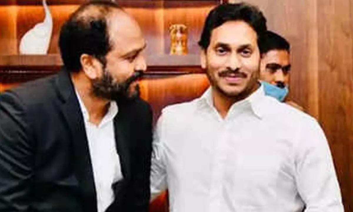 P Ratnakar with Chief Minister YS Jagan Mohan Reddy