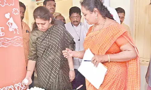 District Collector Krithika Shukla inspecting eggs in AP Model School in Sankhavaram mandal on Wednesday