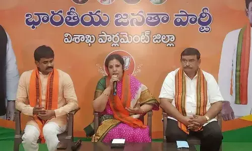 BJP national general secretary Daggubati Purandeswari speaking at a media conference in Visakhapatnam on Thursday