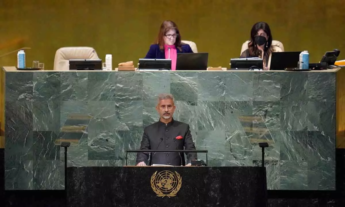 EAM Subrahmanyam Jaishankar addresses the 77th session of the United Nations General Assembly on Saturday