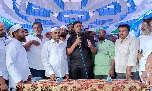 Rajampet MP Midhun Reddy addressing a meet held in Punganur on Sunday