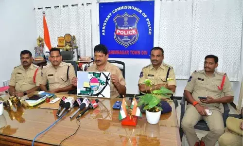 DCP (Law & Order) S Srinivas speaking to the media in Karimnagar on Monday
