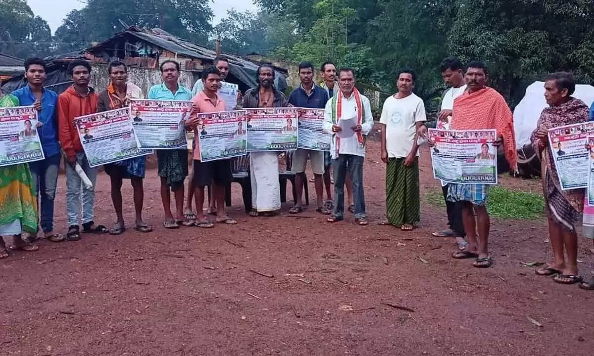 Congress leaders organising Praja Darbar at Meba village in Rampachodavaram on Wednesday