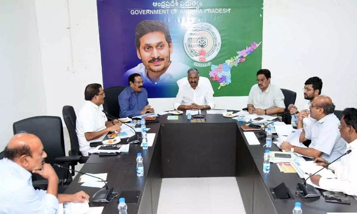 Minister for energy Peddireddy Ramachandra Reddy holds a review with officials at the Secretariat on Thursday