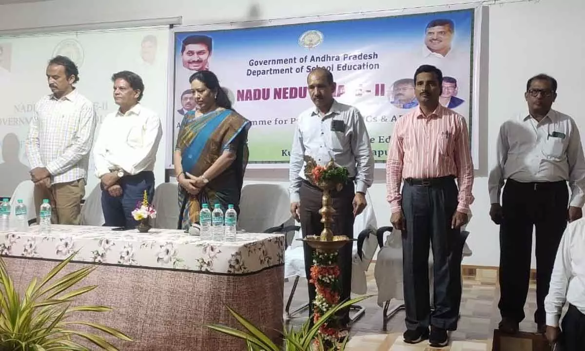Government advisor (infrastructure) A Murali addressing an orientation programme on the Nadu-Nedu in Kurnool on Friday