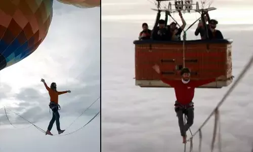 The Brazilian, 35, is the holder of the Guinness World Records for both the highest and longest slackline walks over an active volcano.