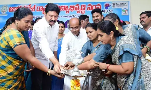 Minister Jogi Ramesh inaugurating a mega job mela at Pedana on Friday