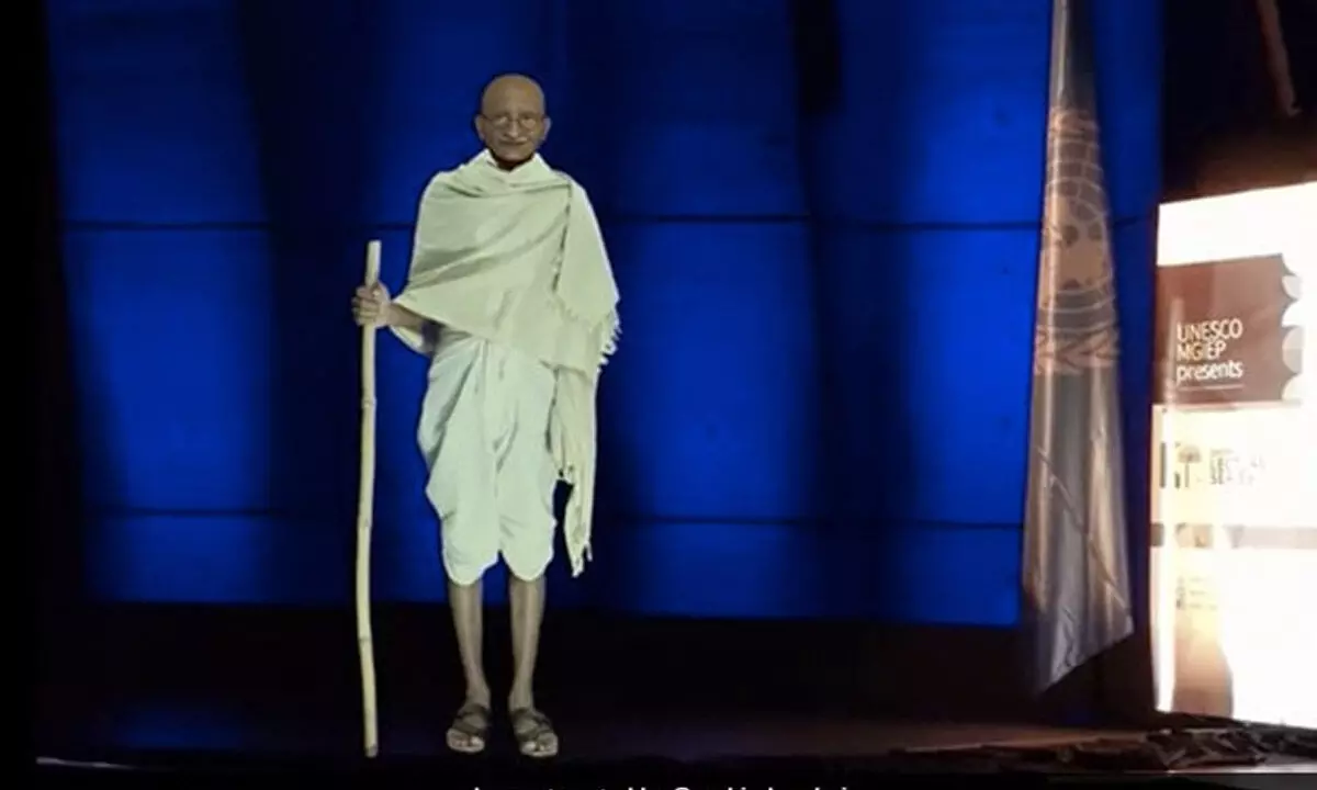 Mahatma makes special appearance at UN with message on education