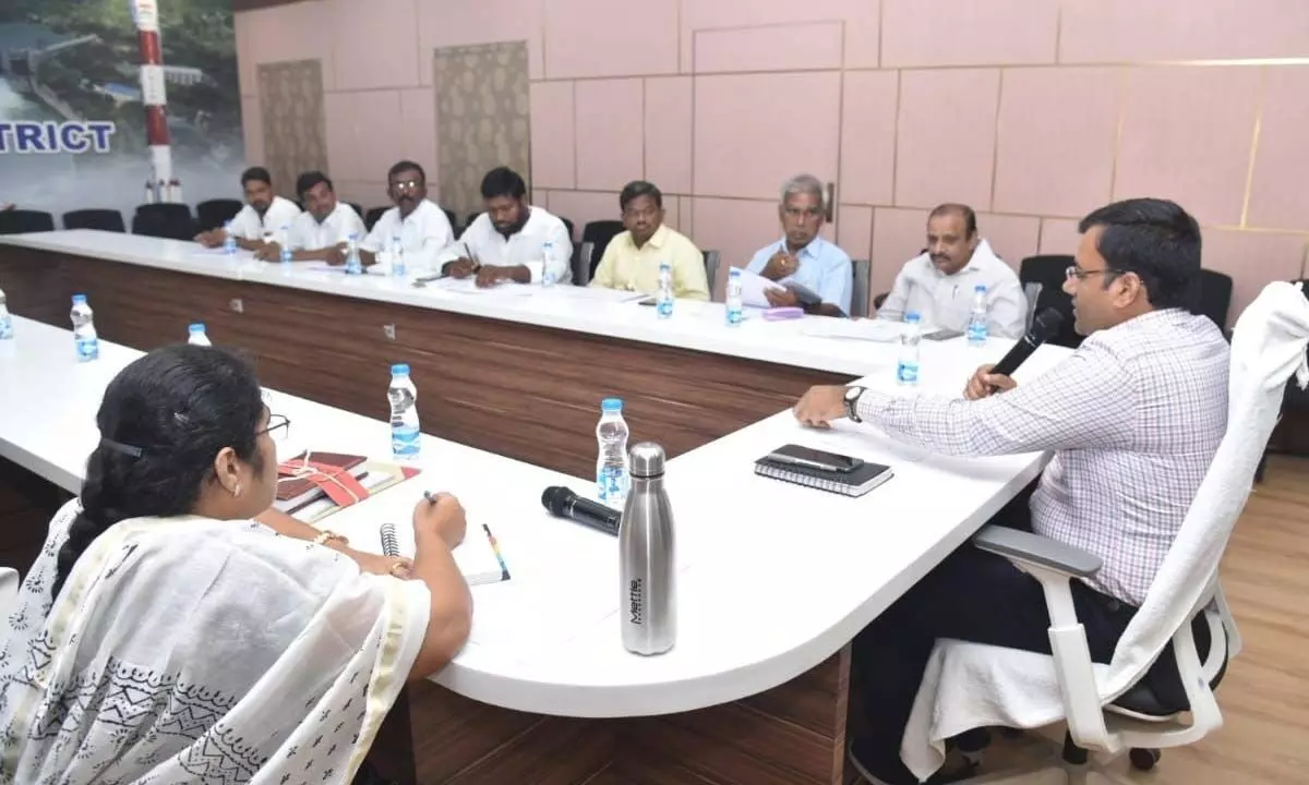 District collector K V N Chakradhar Babu addressing the representatives of political parties at the collectorate on Tuesday
