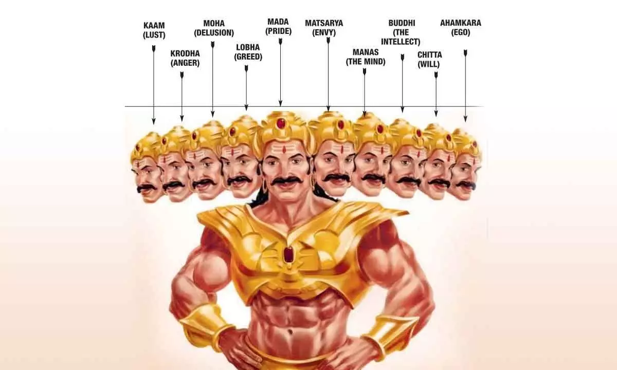 . Ravana 10 heads also signify, when someone has more than what is needed, it does not really serve the purpose.