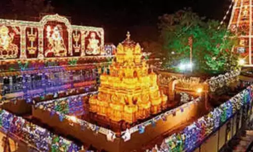 Goddess Kanaka Durga appears as Sri Raja Rajeshwari Devi, to ride on Hamsa Vahanam