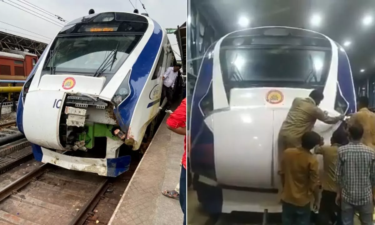 Defiled in cattle hit, Vande Bharat Express train undergoes a nose-job