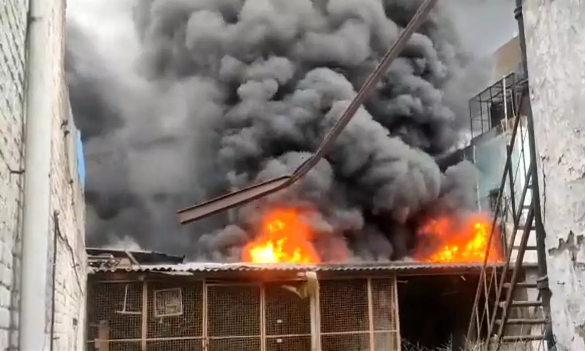 Massive fire breaks out in Noida plastic factory