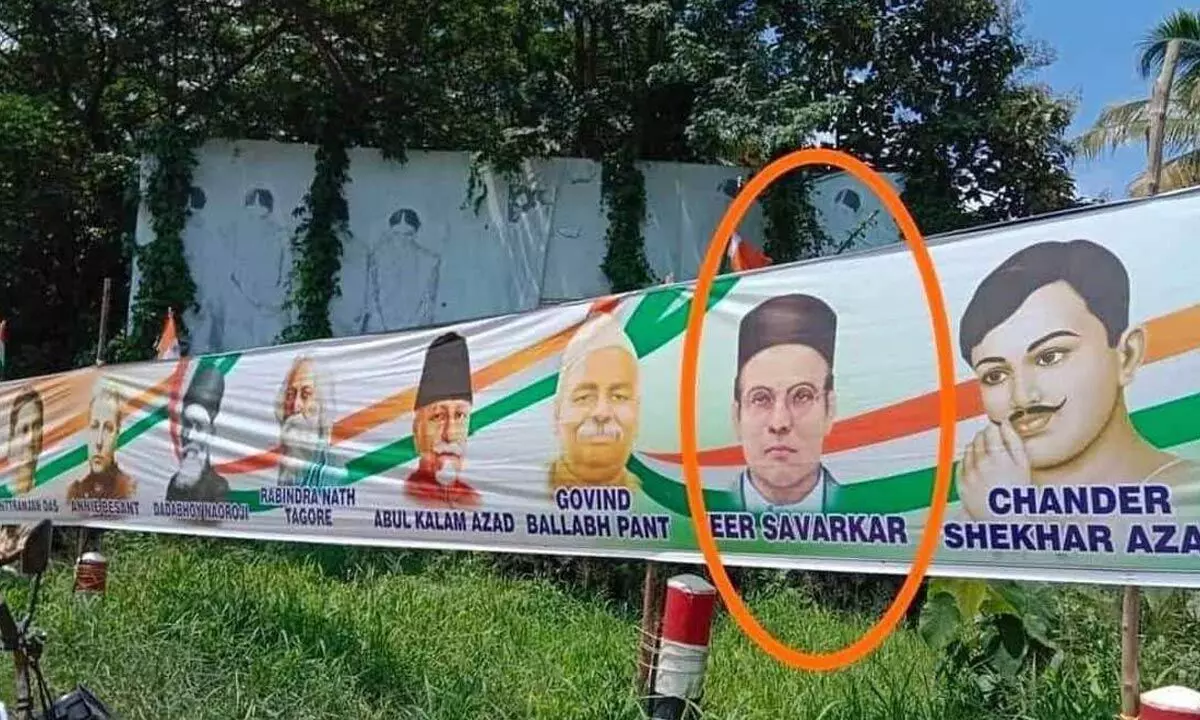 Savarkar photo in Yatra banner raises a stink