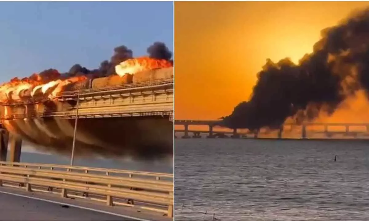 Key bridge linking Crimea to Russia hit by huge explosion