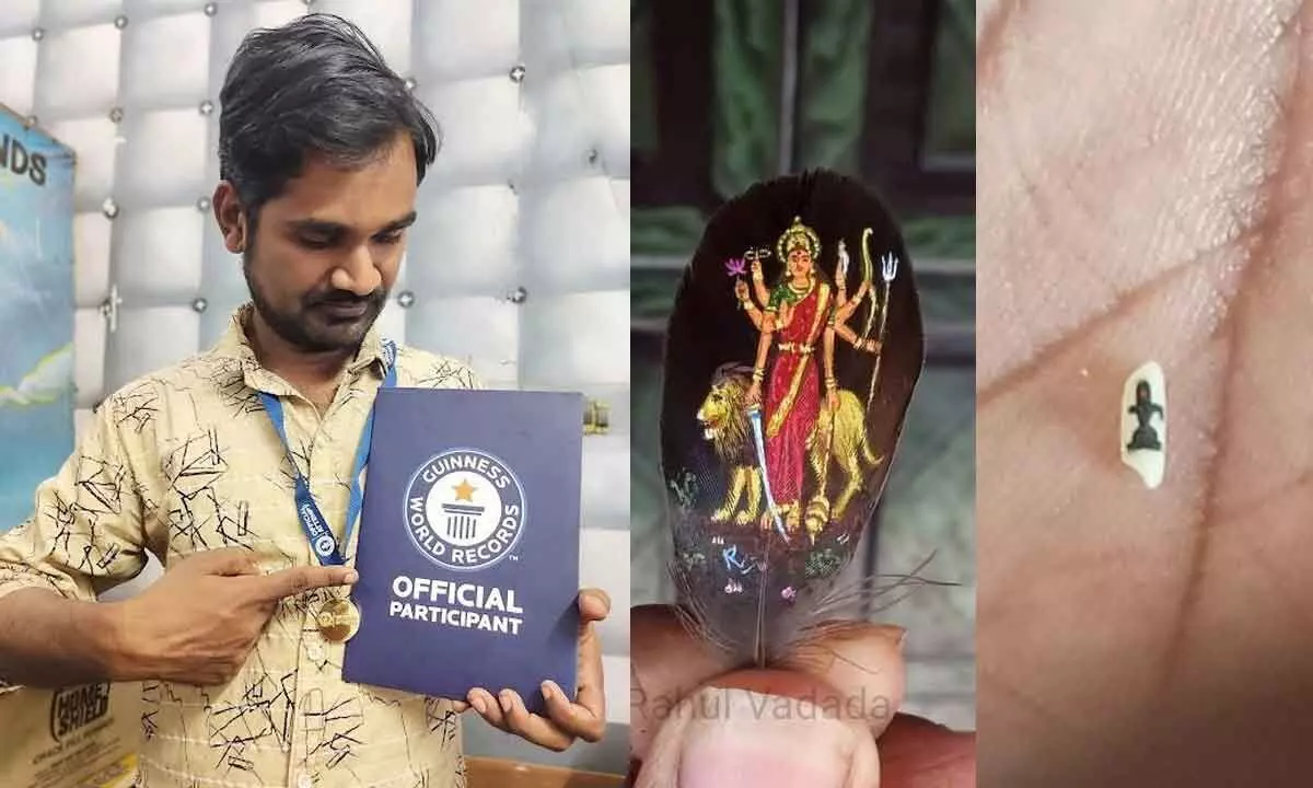 Vadada Rahul Patnaik with a gold medal and a certificate from the Guinness World Records