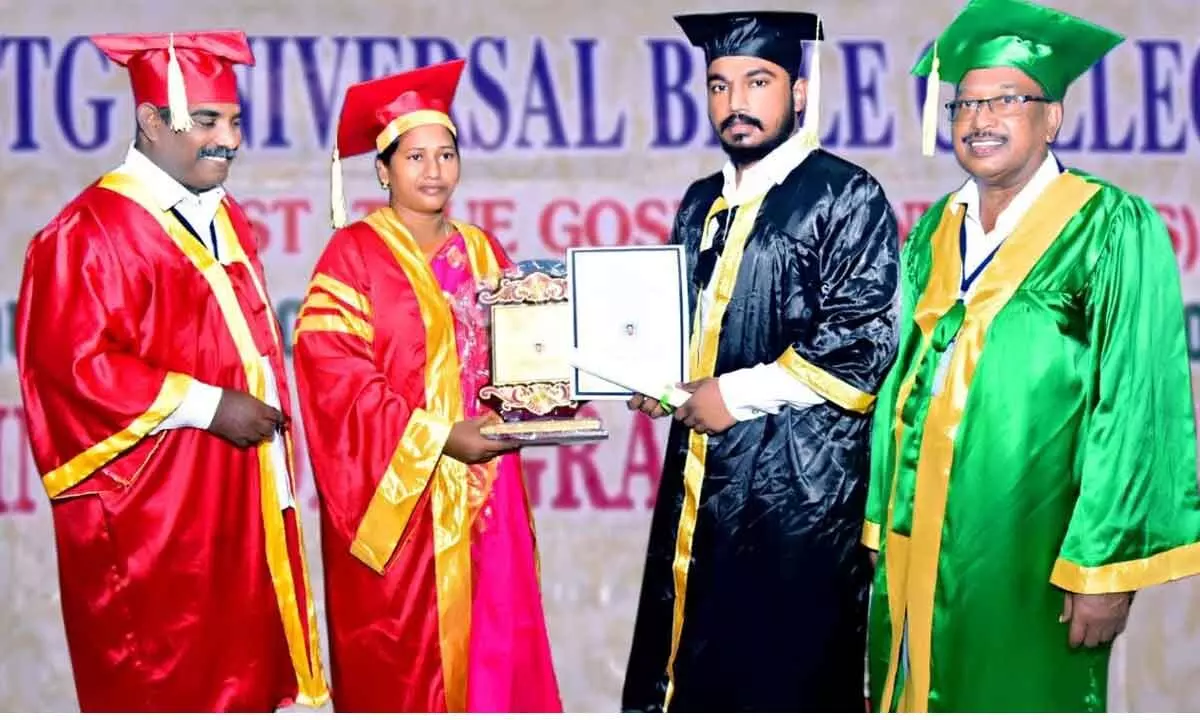 Karthik Singampalli receiving an honorary doctorate in New Delhi on Saturday