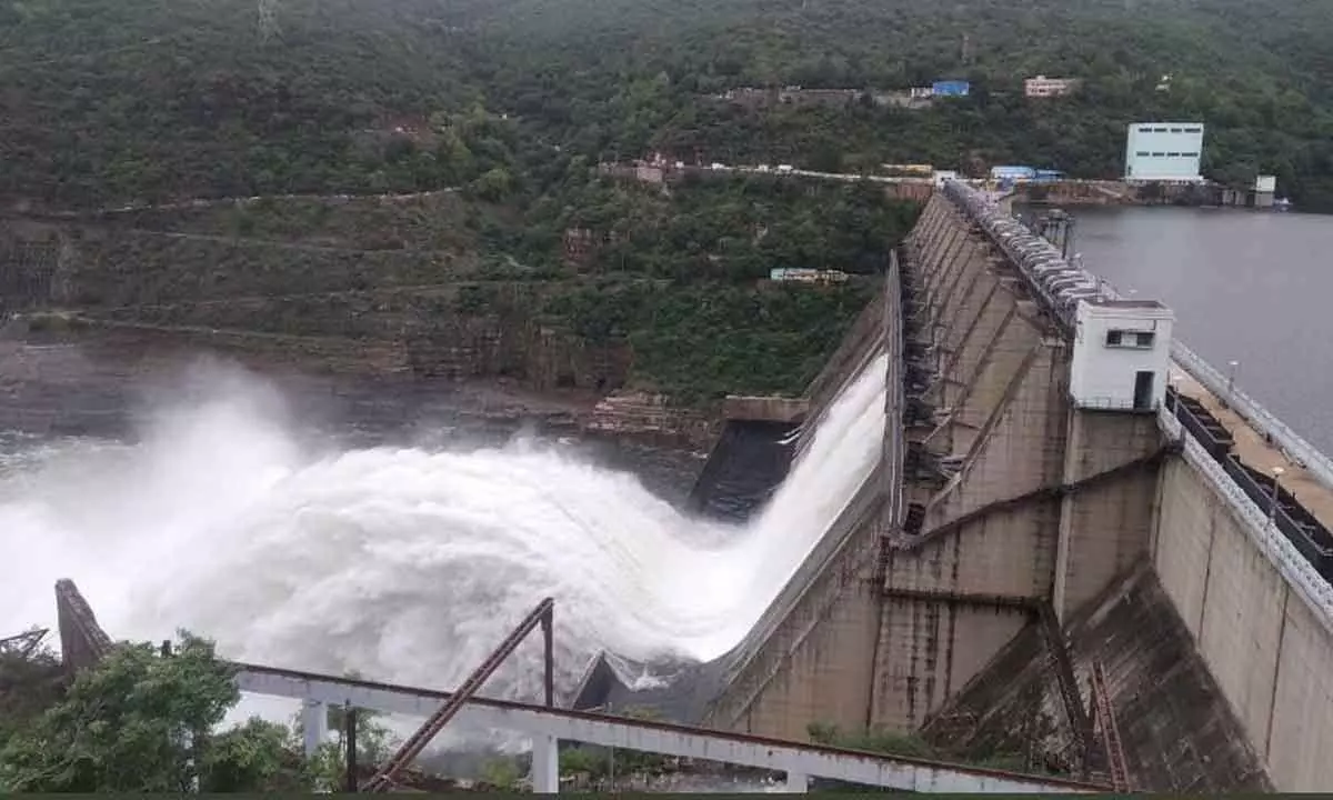 Srisailam reservoir overflows due to rains, 83,811 cusec water released downstream