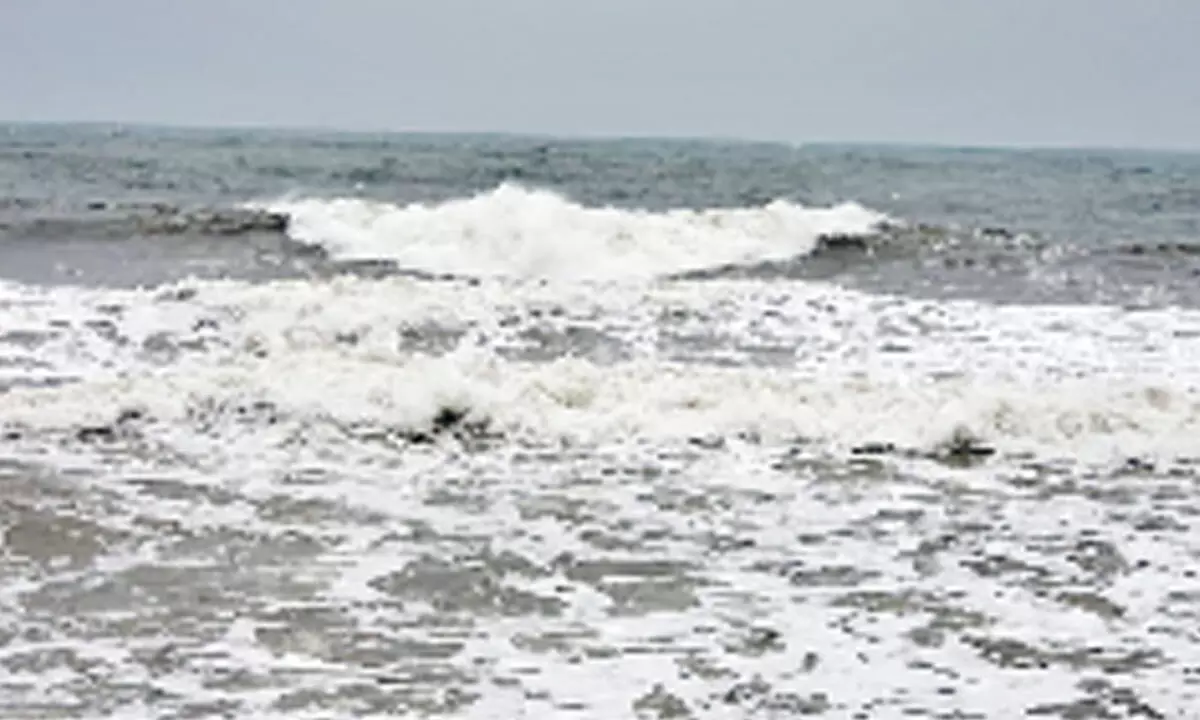 High tidal waves at the sea
