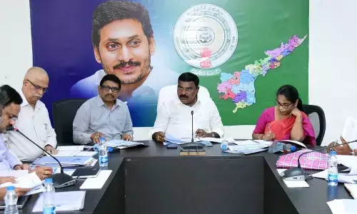 Minister for Social Welfare Merugu Nagarjuna addressing a State-level meeting of the officials at Secretariat in Velagapudi on Tuesday