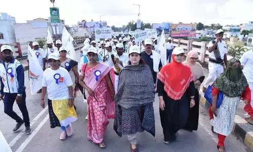 Joint Collector G Rajakumari participating in a Walkathon  in Guntur on Tuesday