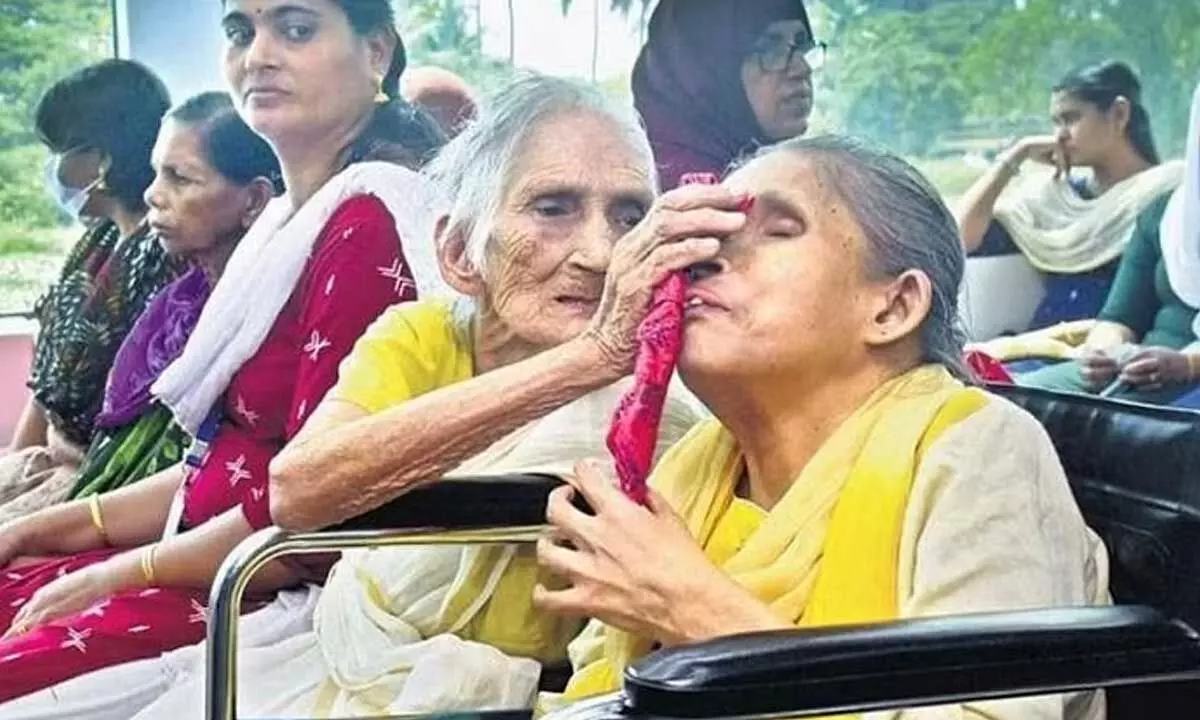 Parutkuttyamma and her daughter Omana, who is visually impaired, enjoy a ride on the Kochi Water Metro