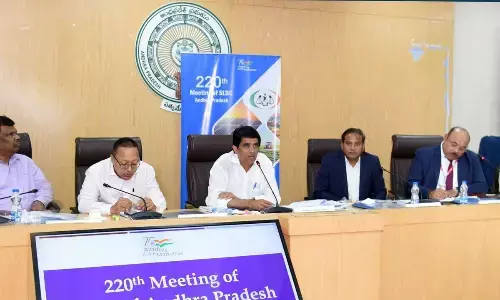 Minister for Finance Buggana Rajendranath Reddy addressing bank officials at the SLBC meeting at the Secretariat at Velagapudi on Tuesday