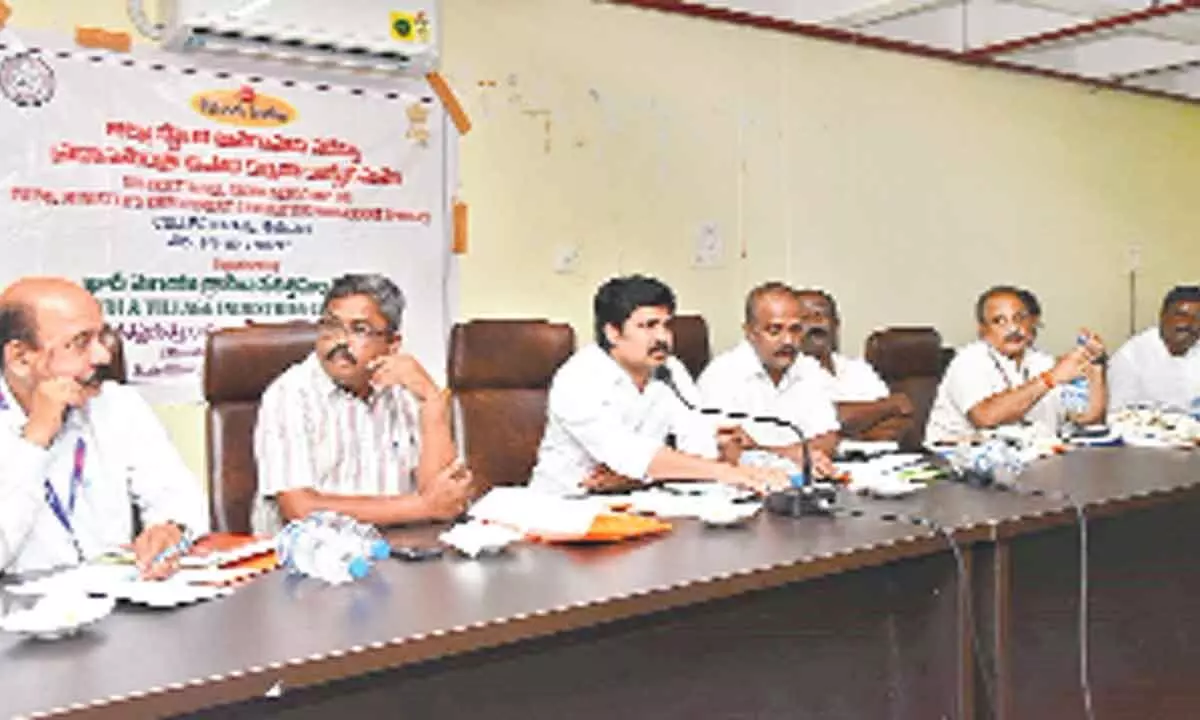 MP Dr M Gurumoorthy addressing an awareness meeting on PMEGP in Tirupati on Friday